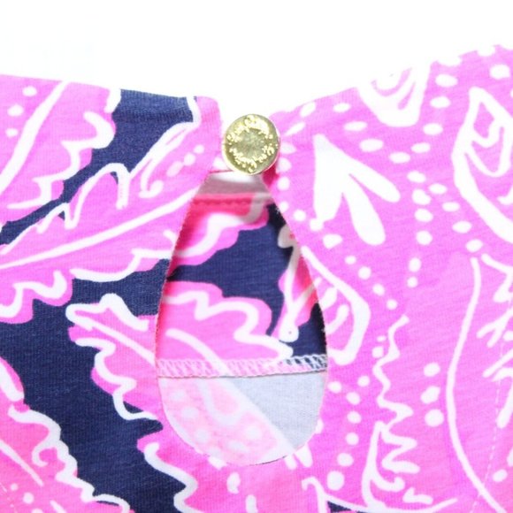 Lilly Pulitzer Waverly Top Pink Navy Coco Safari Women's Size Small H13478 - Picture 6 of 11